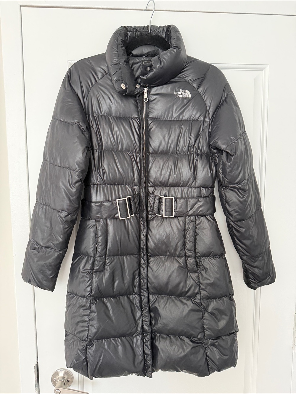 The North Face Women's Black Quilted Belted Puffer Coat